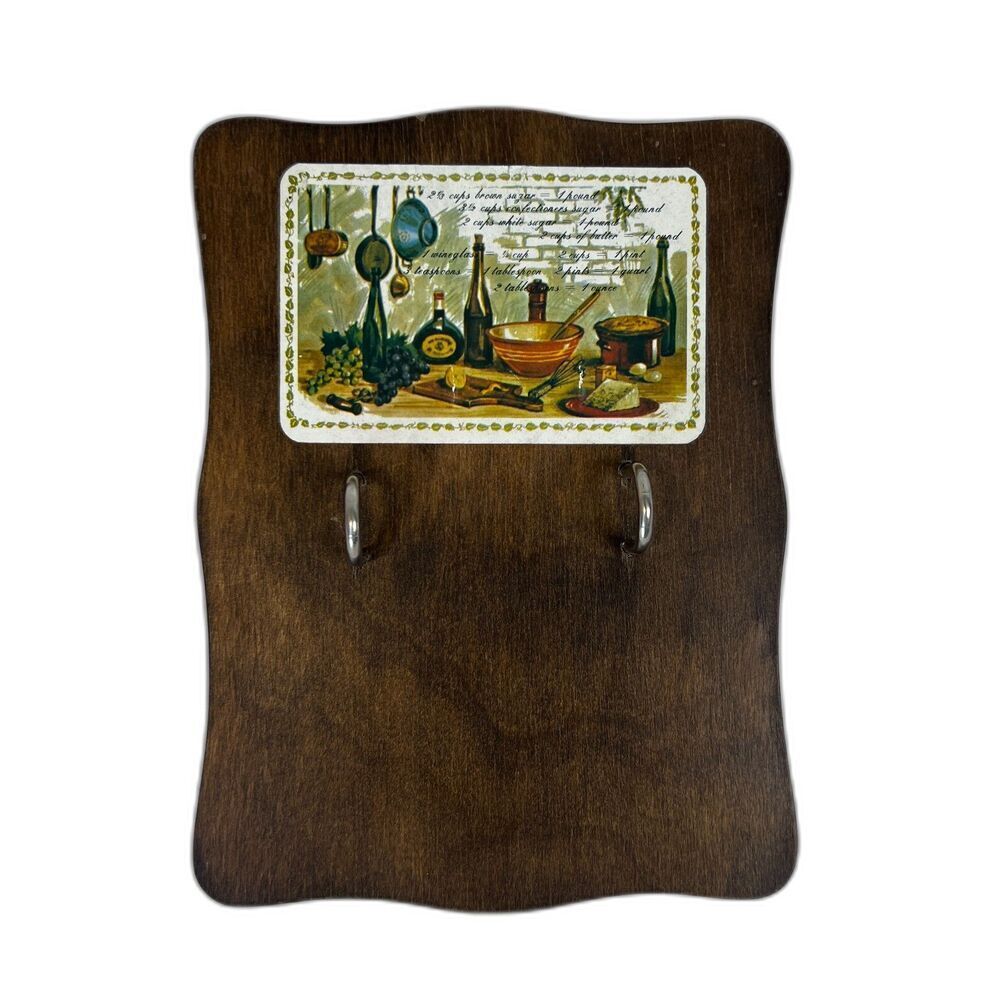 Wooden Recipe Card Holder Vintage Brown Stand Cottage Core Country Chic